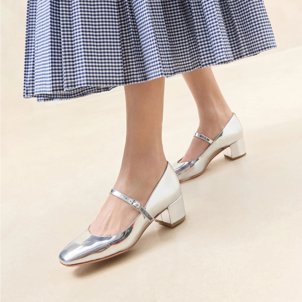 NIB Loeffler Randall Lyra Silver Mary Jane Pump Size 6